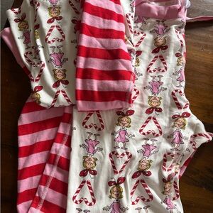 Hanna Andersson Red and Pink Grinch Cindy Lou Striped Pajamas